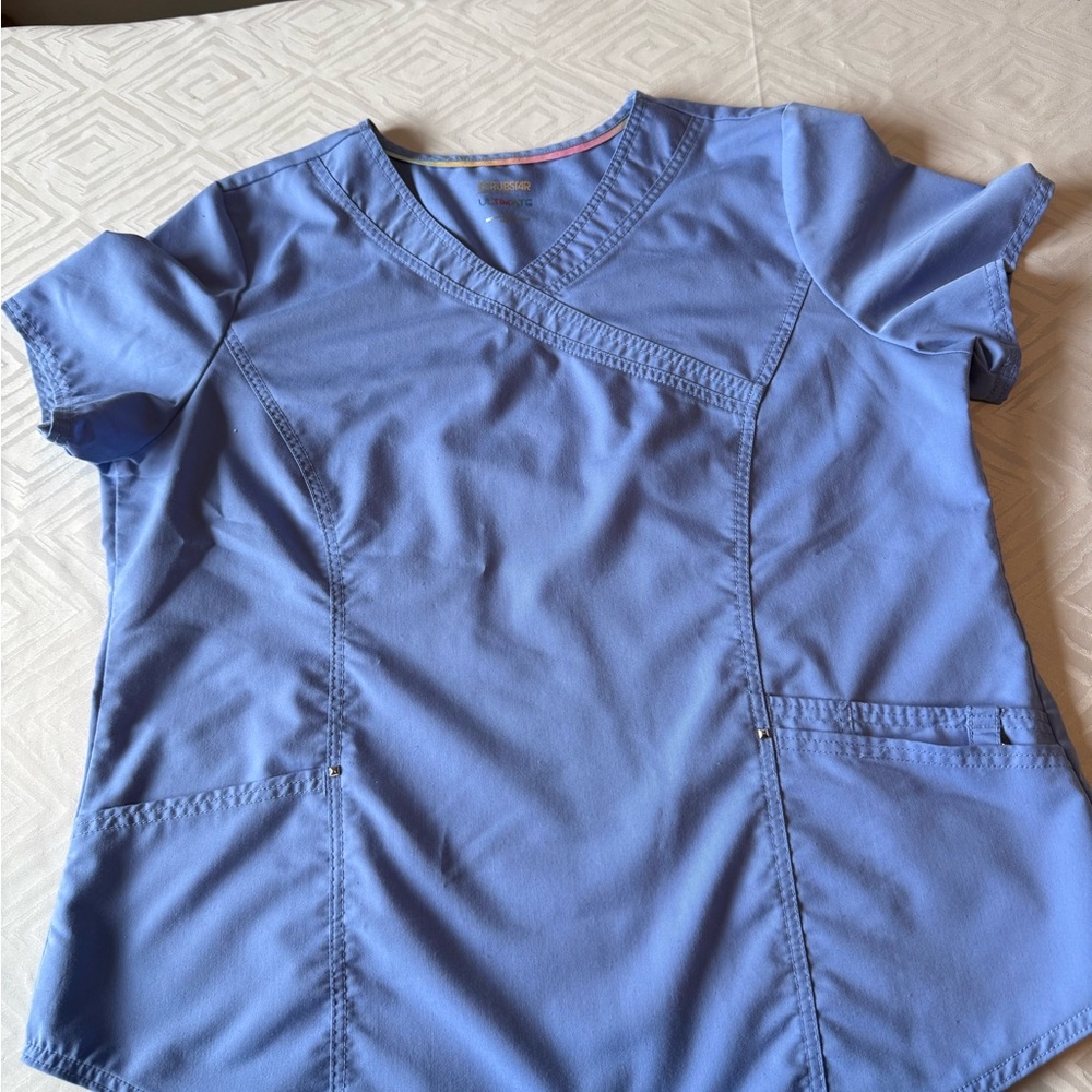 Scrubstar Women's Blue V-Neck Scrub Top